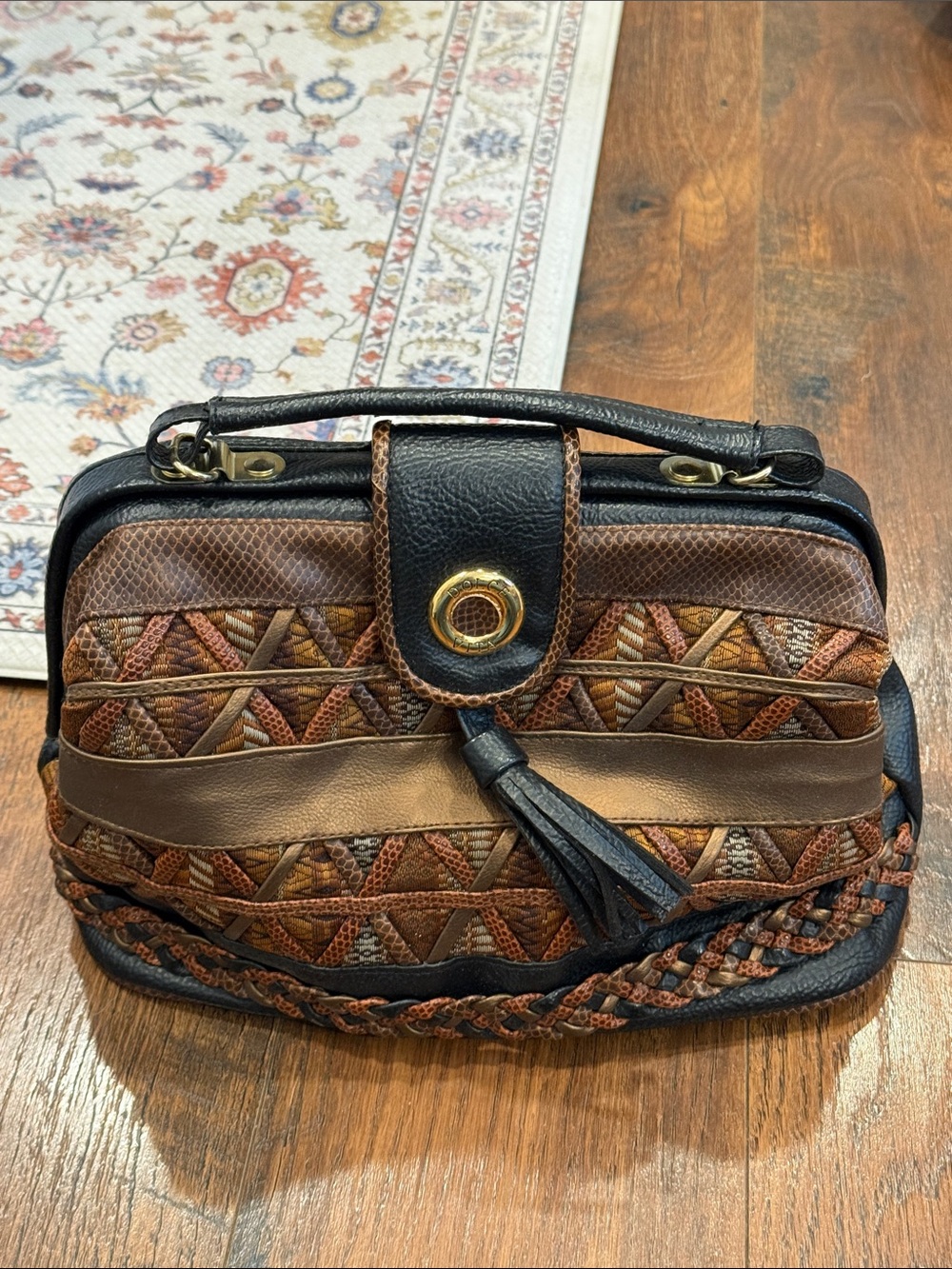 Dolce Vita Multi-Tone Brown Textured Top-Handle Women's Bag